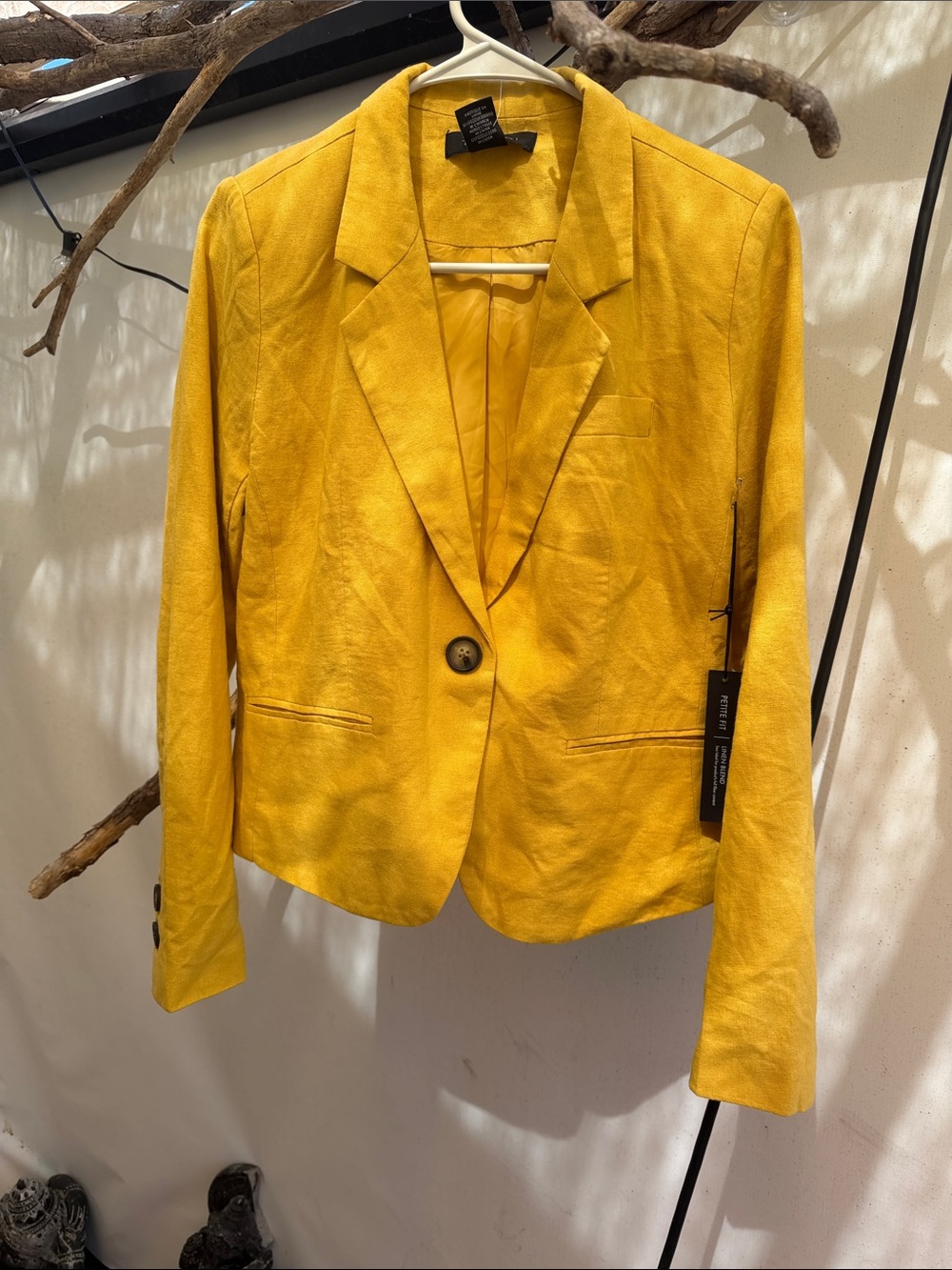 Tahari Mustard Yellow Single-Button Blazer